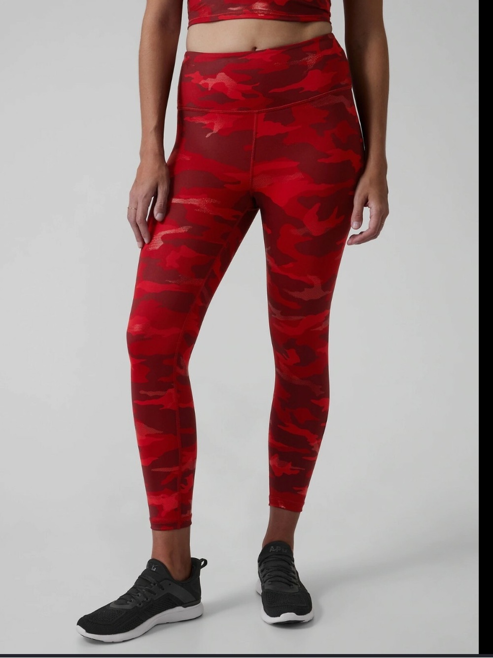 Athleta Women’s Elation Train High Rise Red Shimmer Camo 7/8 Leggings Size L